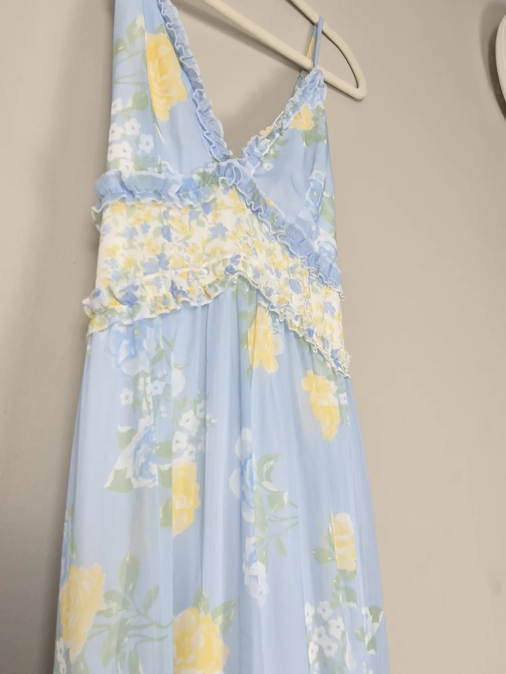 Altar'd State Floral Tiered Ruffle Maxi Dress Light Blue Cottagecore Coquette M - Picture 4 of 16